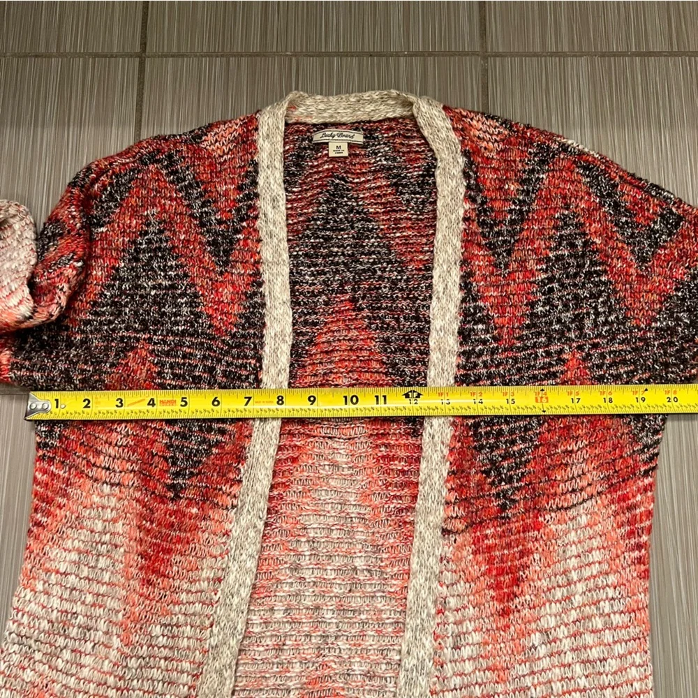Lucky Brand Chevron Fringe Duster Cardigan sweater medium southwestern print - Picture 6 of 14